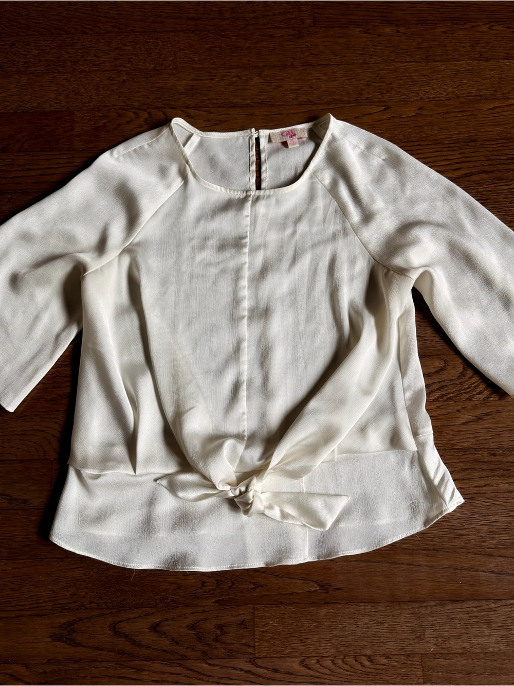 GB girls Cream Tie-Front Blouse